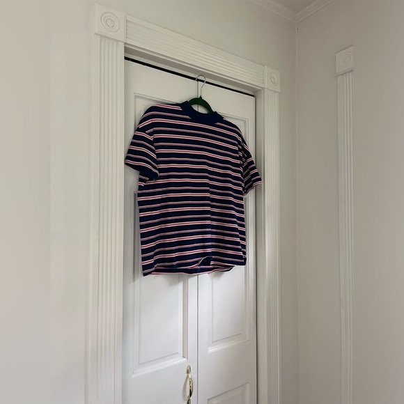 Zara striped mock neck tee women’s size medium 100% cotton red white & blue - Picture 6 of 11